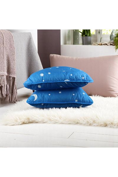 Coneltex "Moon and Stars" quilted pillow Coneltex, 70 x 70 cm, square, siliconized fiber filling, blue color