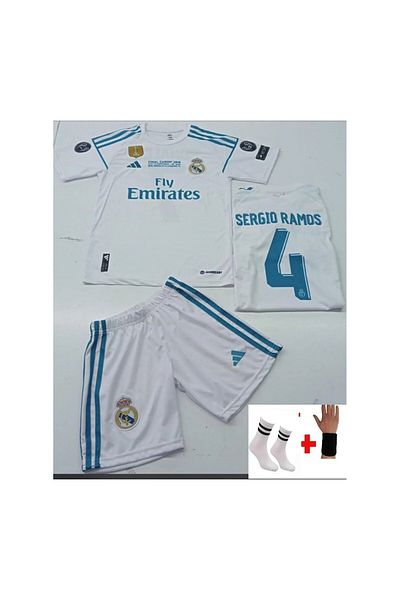 yenteks Real Madrd Sergio Ramos White 2018 Champions League Child Jersey