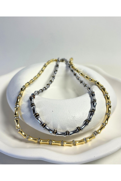 LYRA OFFİCİAL Two-Color Steel Trend Necklace - Gold