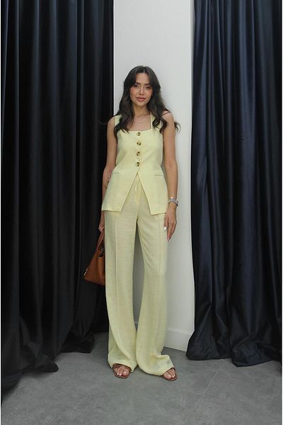 Havoş Light Yellow Sabina Vest Trousers Set