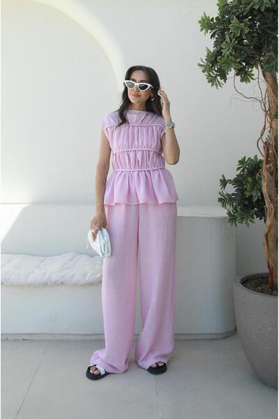 Havoş Pink Layer Blouse Pants Set
