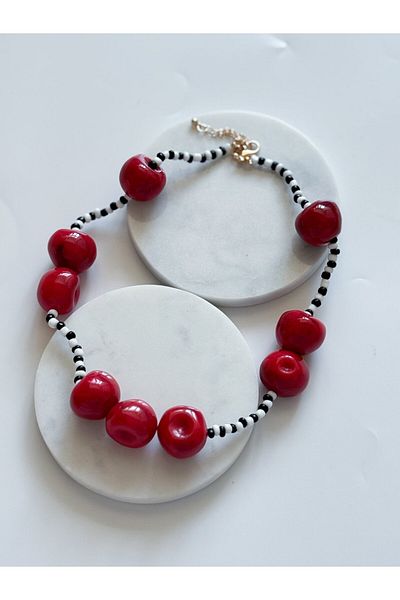 CHARMLUCKY Brand Cherry Bead Necklace