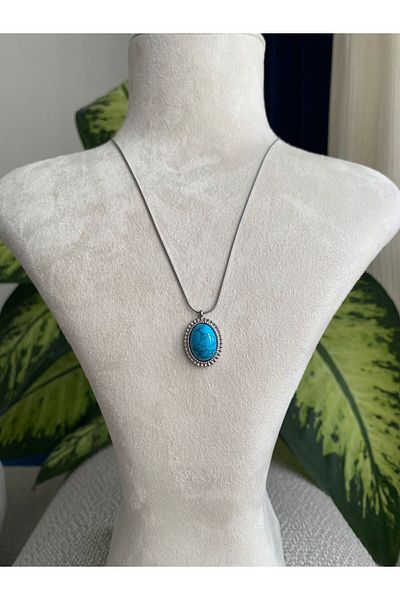 stainless steell Emerald Stone Vintage Steel Necklace