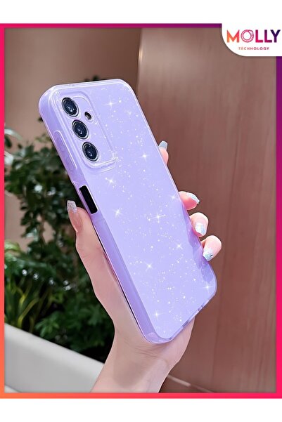 Molly Samsung Galaxy A16 İçin Lila Berry Simli ve Parıltılı Parlak Silikon Kılıf