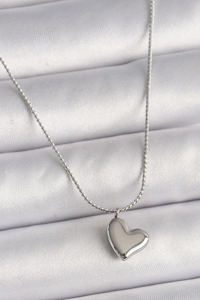 Avantaj Kapıda ®   316L Steel Silver Color Chain Heart Figure Women Necklace