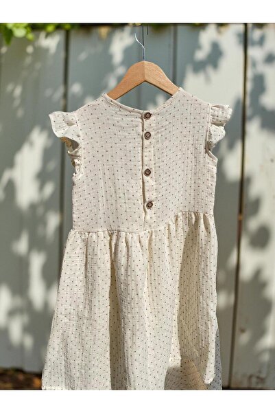 BEBEĞİME ÇORAP Κοριτσίστικο φόρεμα με βολάν μανίκι πουά μουσελίνα