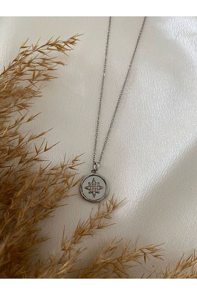 stainless steell North Star Plate Steel Necklace