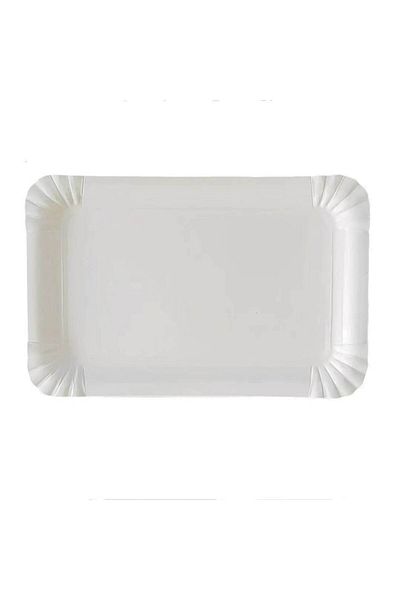 LYOBEST Set of 100 White Cardboard Trays T8, Rectangular, 16x23 cm, for Confectioneries, Pastries, Fast Food