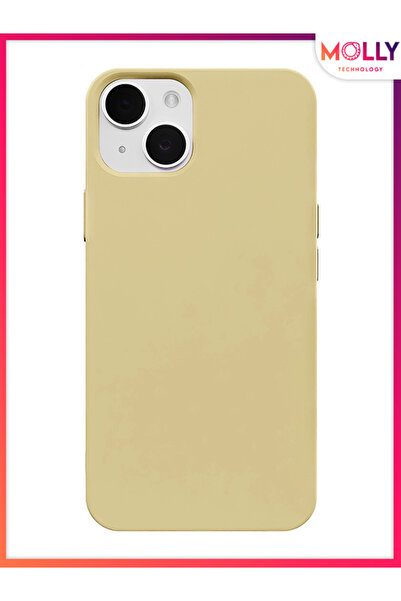 Molly iPhone 13 İçin Fildişi Liquid İçi Kadife Silikon Kılıf