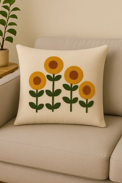 Salvia Dione Διακοσμητική μαξιλαροθήκη με γεωμετρικό σχέδιο 43x43 cm - Μοντέρνα μποέμ μαξιλαροθήκη - Κρεμ χρώμα