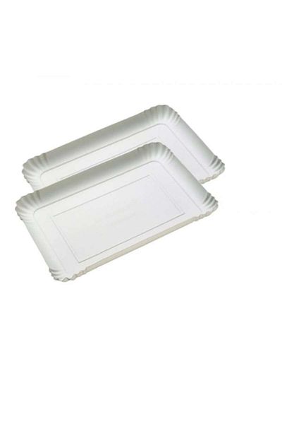 LYOBEST Set of 100 White Cardboard Trays T4, Rectangular, 12.5x16.5 cm, for Confectioneries, Pastries, Fast Food