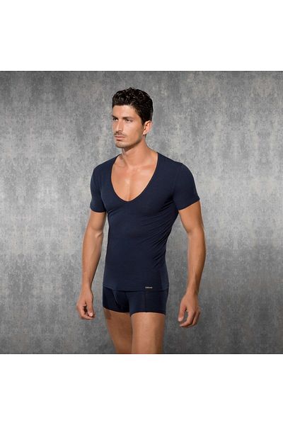 NazikEndam Dore Anse Men's Modal Deep V Neck Short Sleeve t Shirt 2820 Laci