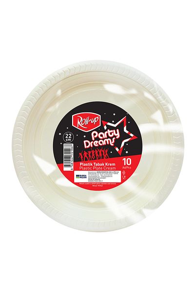 Roll-Up Party Dreams Plate Cream 10 Pcs