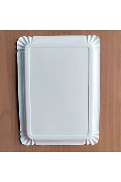 LYOBEST Set of 100 White Cardboard Trays T6, Rectangular, 13.5x19.5 cm, for Confectioneries, Pastries, Fast Food