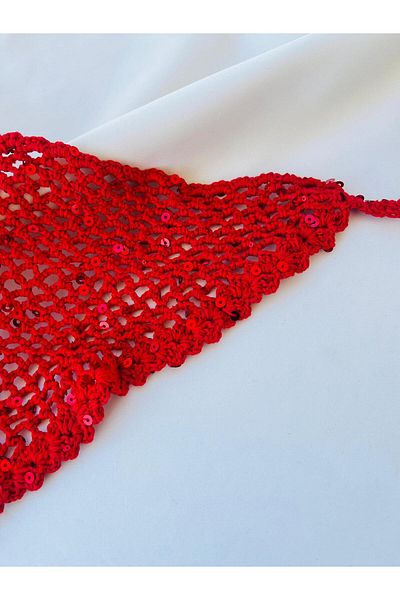 ESDE Red Knitted Mesh Bandana