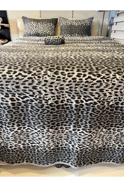 ŞENER HOME Leopard Patterned Sheet Elastic Double Pique Set