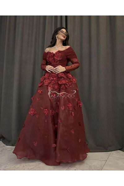 ALANOOD FASHION Oudi evening dress embroidered with luxurious flowers