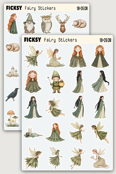 Ficksy Magic Forest Fairy Sticker Set - 45 Sticker Stickers