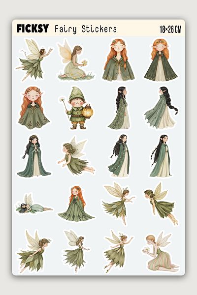 Ficksy Magic Forest Fairy Sticker Set - 45 Sticker Stickers