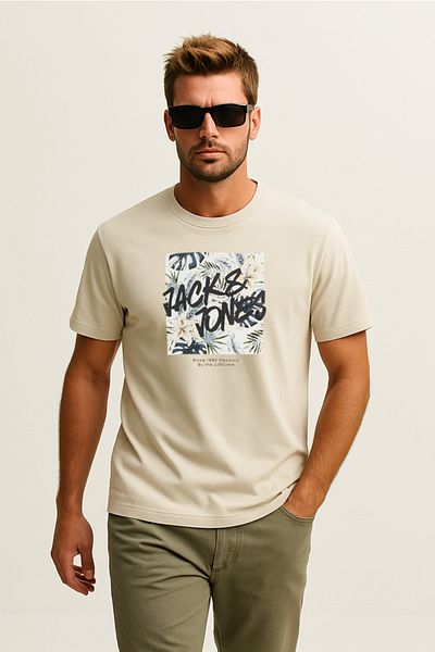 Jack & Jones J&J T-Shirt Ανδρικό μπλουζάκι με λογότυπο μπεζ