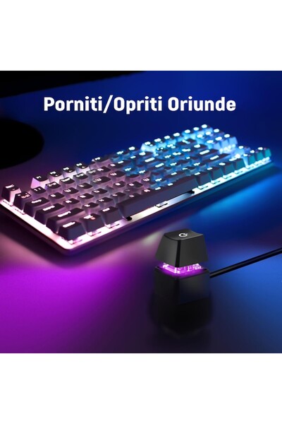 OEM Mechanical ON/OFF Button PC LED 7 Colors ABS Gaming Power Switch Extension Cable 2M with LED Black O