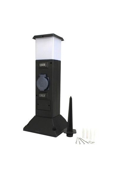 Unitec Plastic Multi-Socket, Garden Pole Type With Light Bulb, , 2 Posts