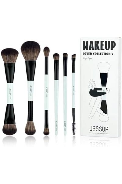 Jessup Makeup Brush Set 6pcs Double Sided Makeup Brushes Foundation Contour Blush Highlight Blending T501