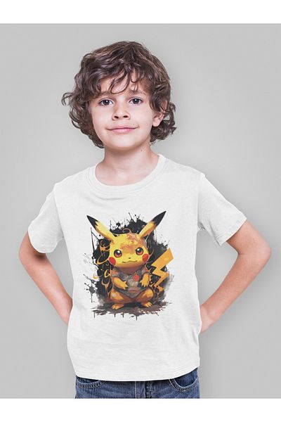 SEVBANO Tricou pentru copii unisex cu desene animate Pokemon Pikaçu (vârsta 1-12)