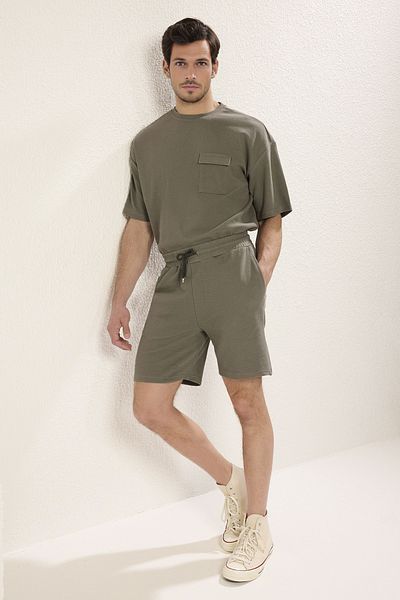 Trendyol Collection Premium Textured Khaki Shorts & Bermudas - Regular Fit Tmnss25Sr00014