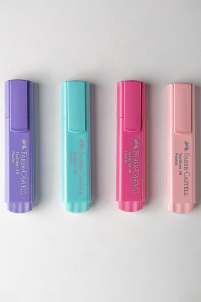 Faber Castell Highlighter Set of 4, Pastel Colors, 3 Different Line Thicknesses, New Formula with More Shine