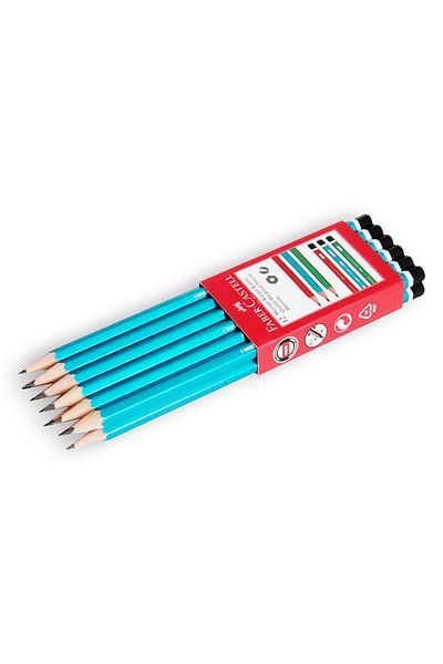 Faber Castell Angular Coral Blue Pencil 12'Li Hb Nib, Break-Resistant, Erasable Without Leaving Traces