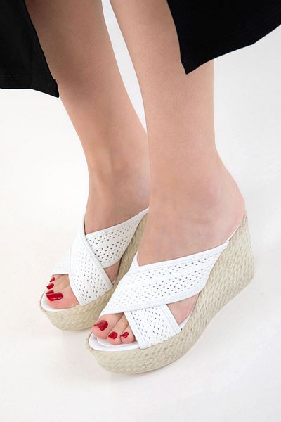 SOHO White Women's Wedge Heeled Shoes 20670
