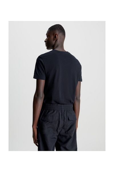Calvin Klein Ανδρικό κεντημένο λογότυπο από οργανικό βαμβάκι με λεπτή εφαρμογή Crew λαιμόκοψη μαύρο T-shirt J30j