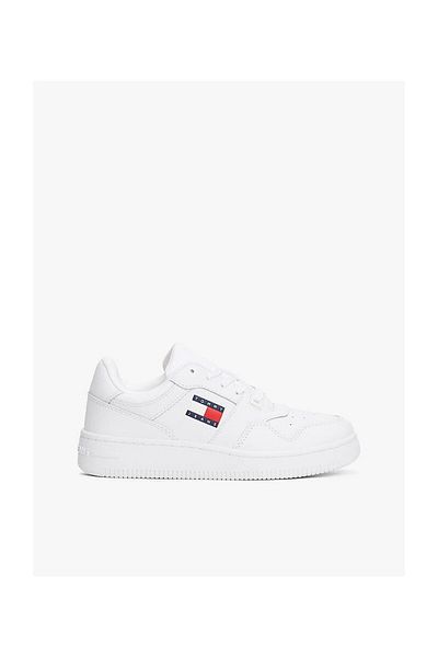 Tommy Hilfiger Жіночий Бренд Логотип Шкіряний Верх Гумова Підошва Gundelik Wear Білий Кросівки En0en02505ybs