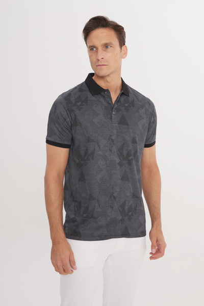 ALTINYILDIZ CLASSICS Сlim Fit Тісний крій Поло-комір Жаккардова футболка