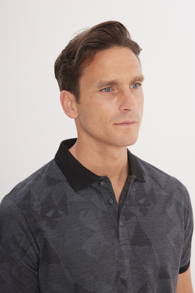 ALTINYILDIZ CLASSICS Сlim Fit Тісний крій Поло-комір Жаккардова футболка