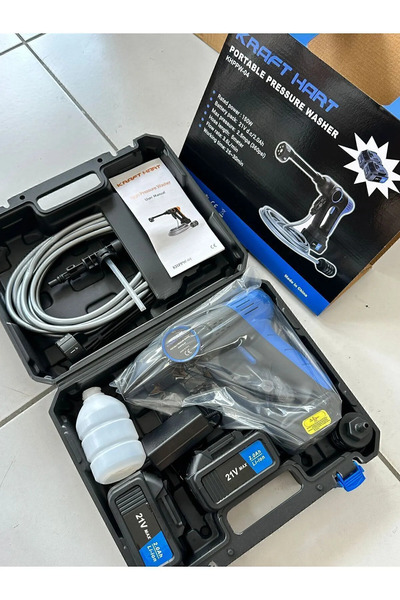 KRAFT HART En Yeni Çift Akü Şarjlı Yüksek Basınçlı Oto Araba Bahçe Yıkama Ve Temizleme Tabancası Makinesi Mavı