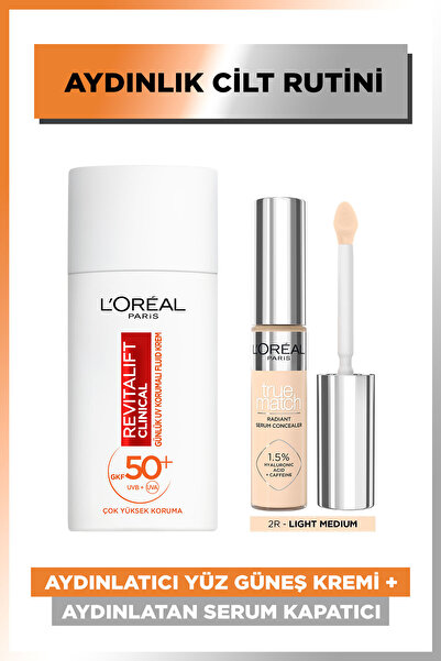 L'Oreal Paris Aydınlatıcı Yüz Güneş Kremi 50 ml + Aydınlatan Serum Kapatıcı 11 ml