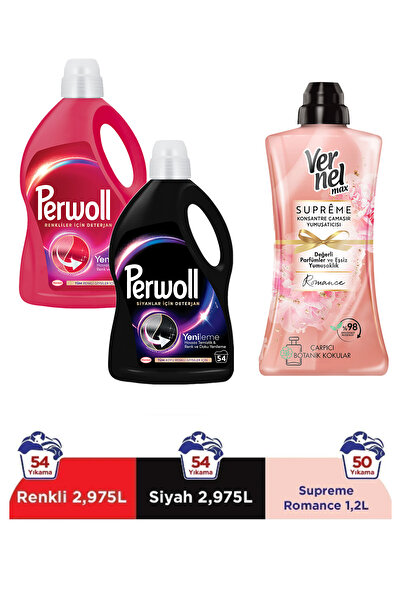 Perwoll Hassas Bakım Sıvı Çamaşır Deterjanı 2x54 Yıkama (Siyah & Renkli) + Ve...