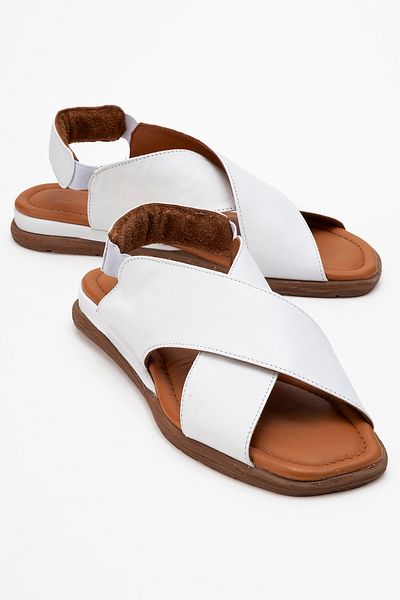 LuviShoes 706 Sandale de damă din piele naturală din piele albă