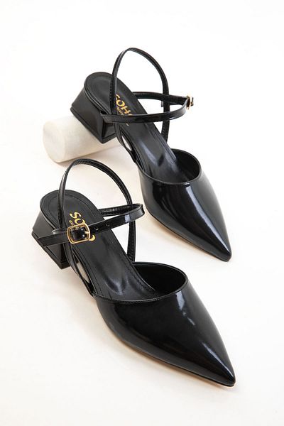 SOHO Black Patent Leather Women's Classic Heeled Shoes 20655
