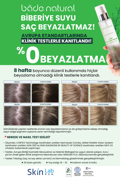 Bade Natural Biberiye Suyu Güçlendirici Saç Toniği Dökülme Karşıtı Seyahat Boyu %100 Doğal ve Saf 30 ml