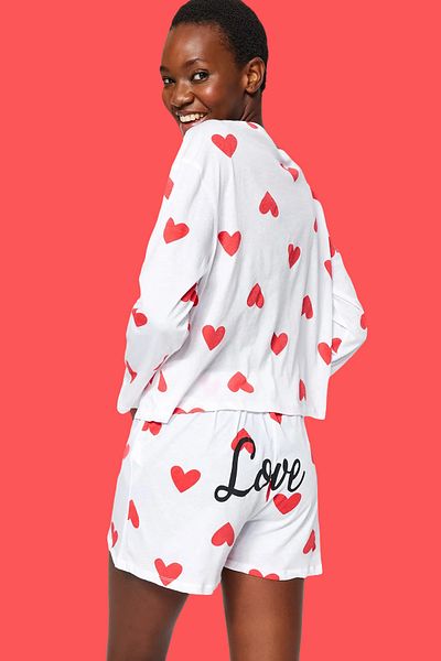 Trendyol Collection 100% bavlna, vícebarevný pyžamový set se srdíčkovým heslem - Thmss21Pt0471