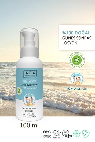 Incia 100% Natural after Sun Lotion after Sun Organic Aloe Vera Moisturizing Relaxing 100 ml