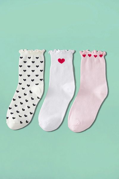 Trendyol Collection Multicolored 3 Pack Cotton Heart Jacquard Knitted Socks Thmss25Co00003