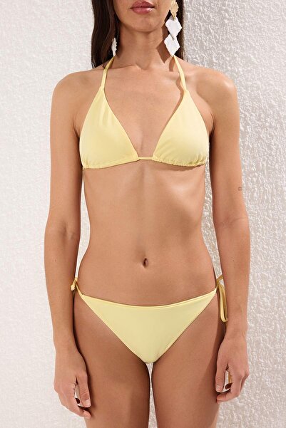 Trendyol Collection Yellow Triangle Brazilian Capless Bikini Set TBESS25BT00160
