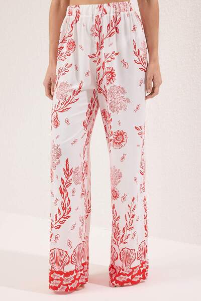 Trendyol Collection Underwater Patterned Woven Bat Sleeve Shirt Trousers Beach Suit TBESS25AU00003