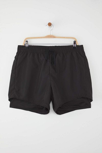 Trendyol Curve Black 2 Layer Knitted Inside Shorts Large Size Sports Shorts Tbbss25Ap00047