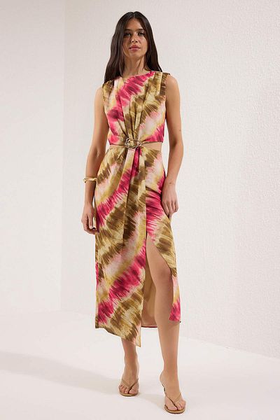 Trendyol Collection Multicolored Abstract Straight Cut Maxi Woven Dress Twoss25El00788