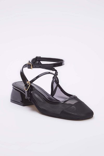 TRENDYOL SHOES Schwarze Mesh Mary Jane Damen-Klassiker-Schuhe mit Absatz TAKSS25TO00109